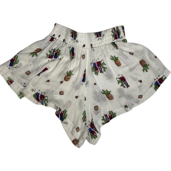 Three Days‎ Cactus Print Flouncy Shorts White XS - Picture 2 of 4